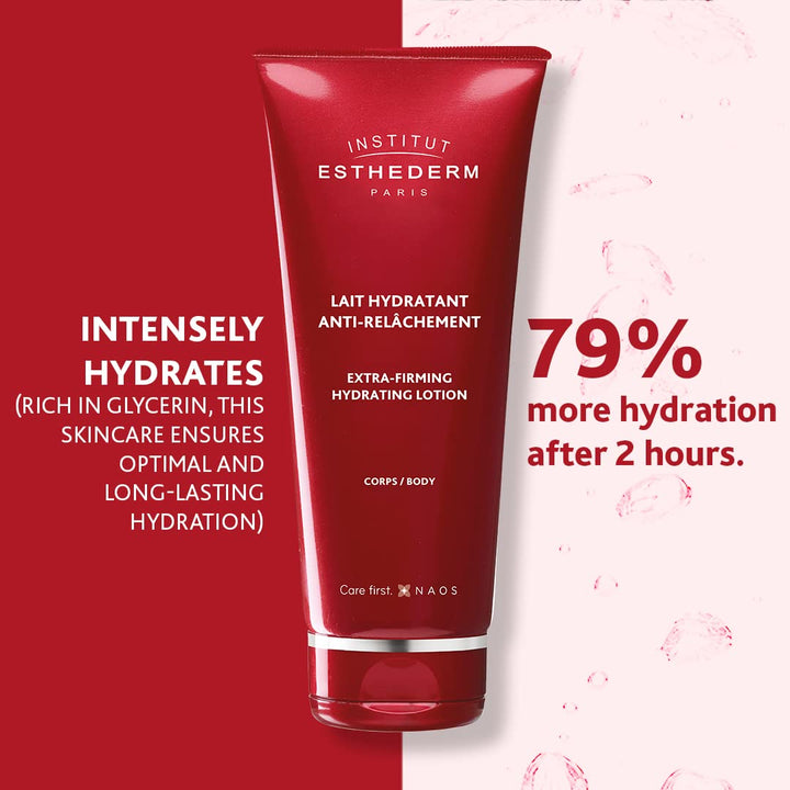 Bottle of Institut Esthederm firming body milk with clean, elegant packaging