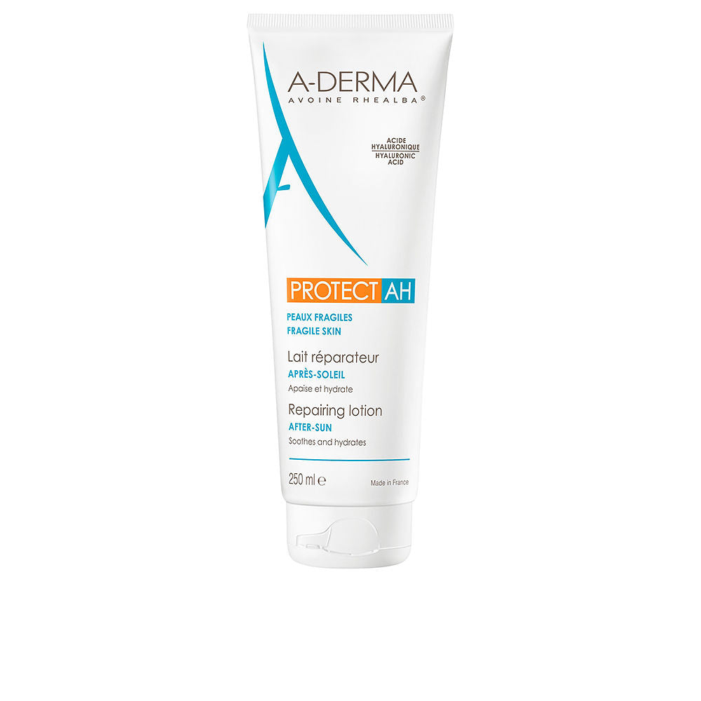 A-Derma Protect AH milky after-sun lotion tube, soothing hydration for sensitive skin