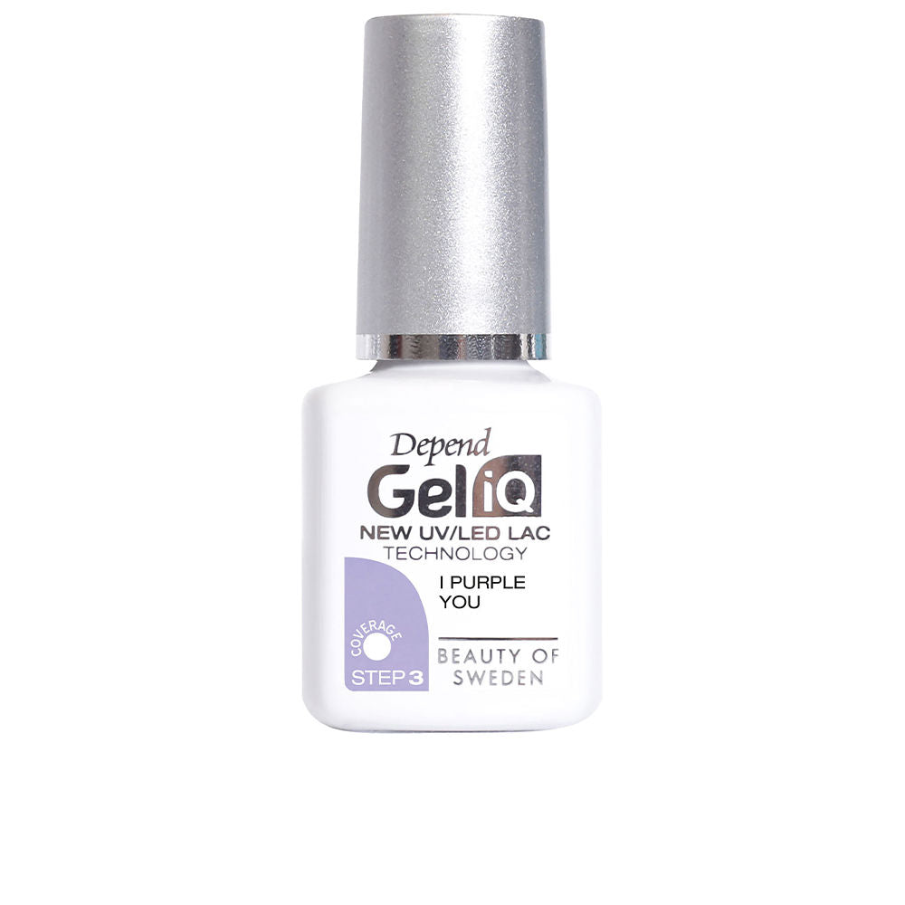 5 ml purple semipermanent gel nail polish bottle with precision brush, LED compatible