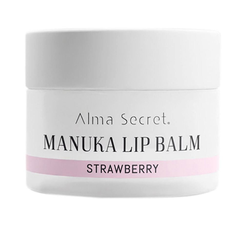 10 ml strawberry‑scented Manuka lip balm in compact tube, rich creamy texture