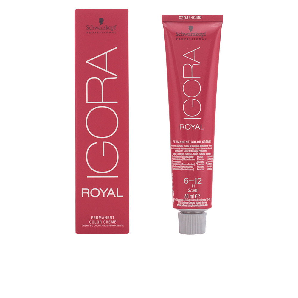 Tube of 60 ml permanent cream hair colour, shade 6-12, high‑definition pigment