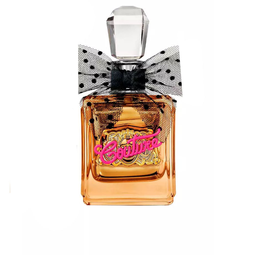 Gilded perfume bottle labelled Gold Couture, 100 ml, floral‑gourmand scent for Women