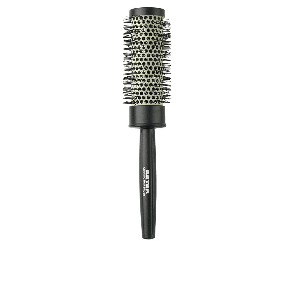 Ceramic thermal round hair brush with vented barrel and ergonomic handle