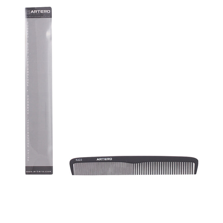 Black carbon‑fibre hair comb with fine teeth and rounded tips, 189 mm, Unisex