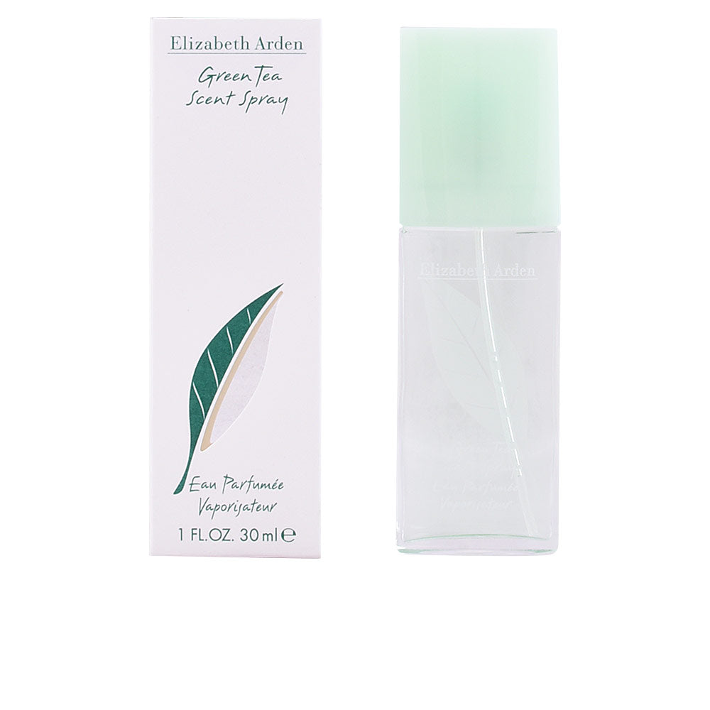 Translucent green 30 ml perfume bottle with engraved leaf, citrus-themed scent