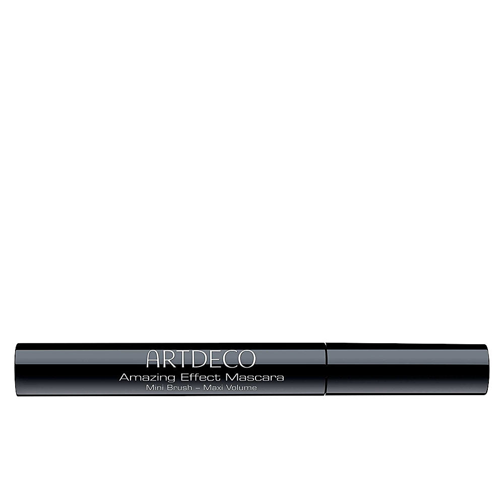 Tube of Artdeco mascara with mini‑tip brush showing defined, voluminous lashes