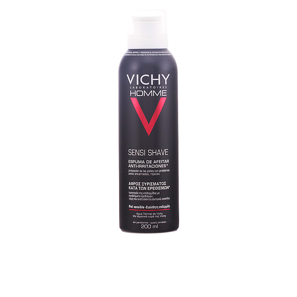 Vichy Black metal spray can with white and red text, modern minimal cap and clean silhouette