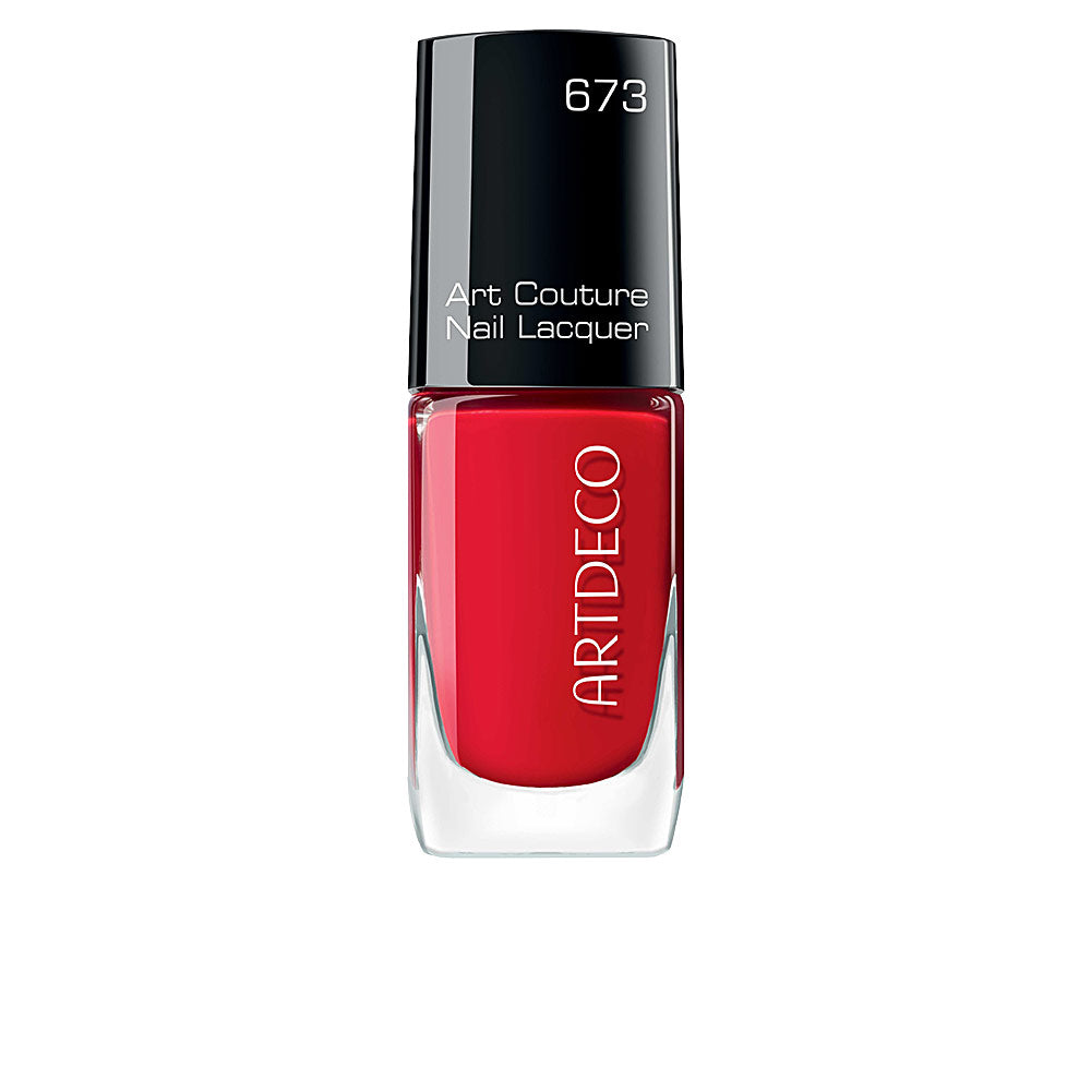 10 ml cream red nail polish in glass bottle with angled brush, minimal cap