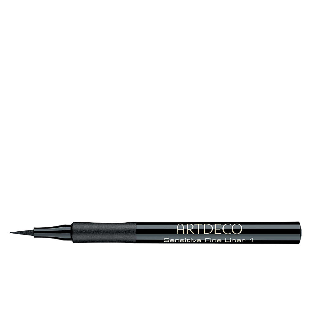 Slim black plastic eyeliner pen with fine tip, sleek modern design — Artdeco craftsmanship visible