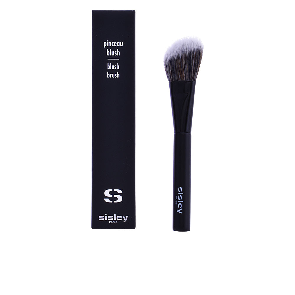 Sisley Black angled blush brush with soft synthetic bristles and sleek plastic handle