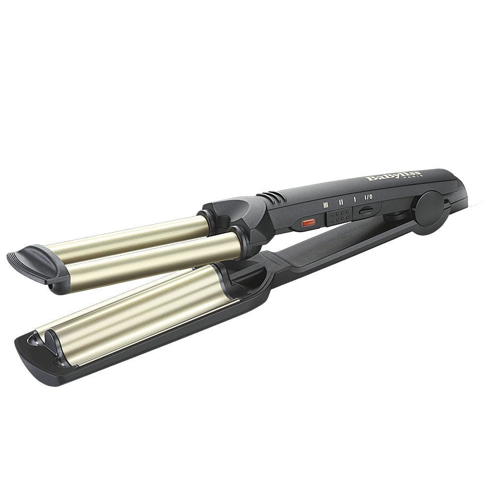 Handheld ceramic‑titanium wave wand with cool tip and swivel cord