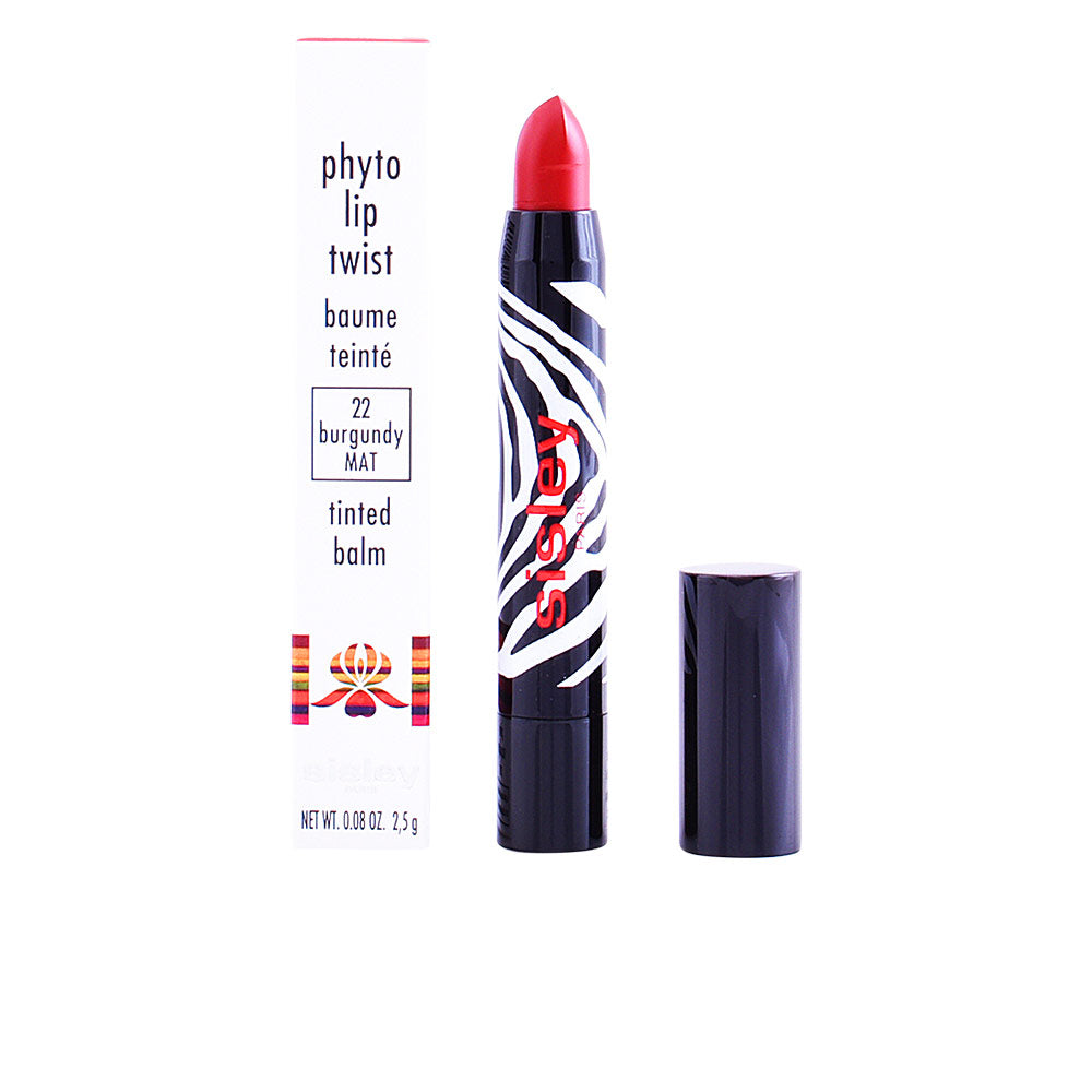 Twist-up burgundy tinted lip balm pencil, 2.5 g, glossy finish