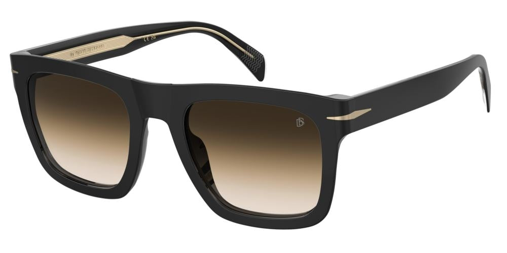 Bold Black Acetate Square Sunglasses with Brown Gradient Lenses
