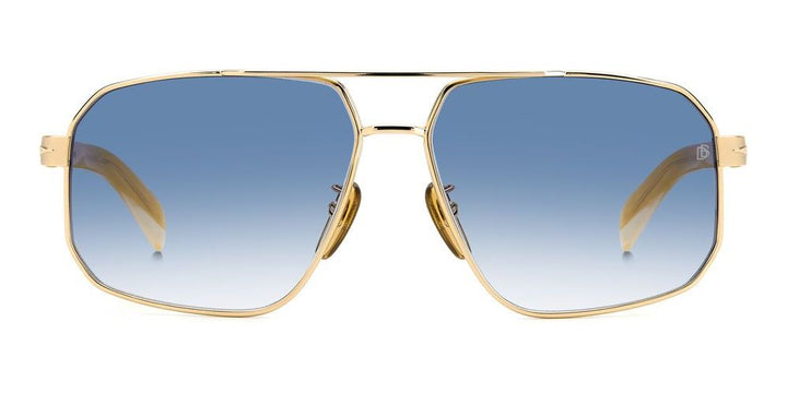 Golden Horizon Aviator with Blue Gradient Lenses
