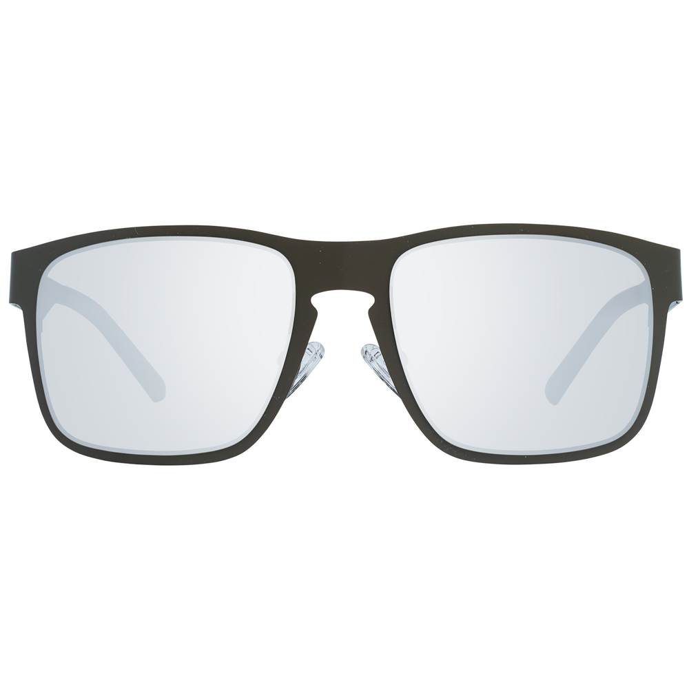 Black thin metal rectangular eyeglasses on neutral background, adjustable nose pads, modern design