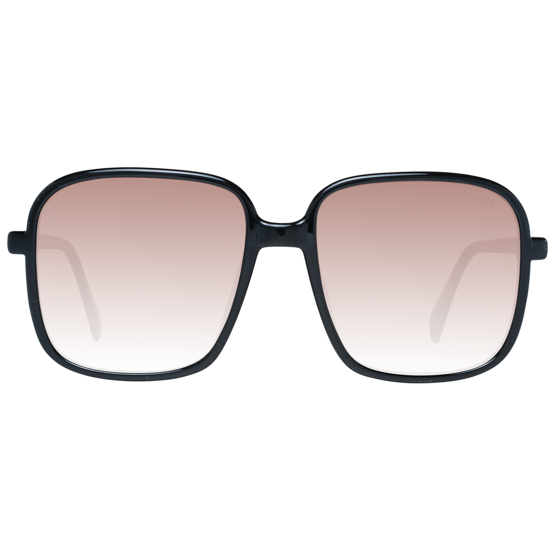 Black square sunglasses with brown gradient lenses, thin arms and gold &