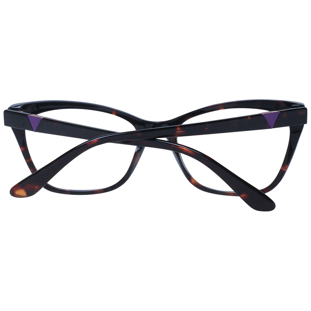Black tortoiseshell cat-eye eyeglasses with purple temple accents and transparent lenses for Women