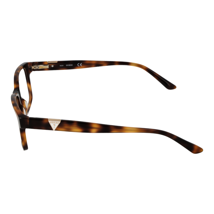 Tortoise brown full-rim rectangular eyeglasses in plastic with metal logo on temples, Unisex style