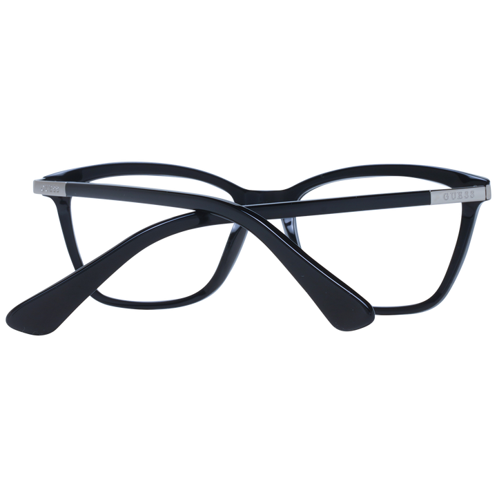 Unisex black full-rim rectangular eyeglasses with metal temple accents on white background