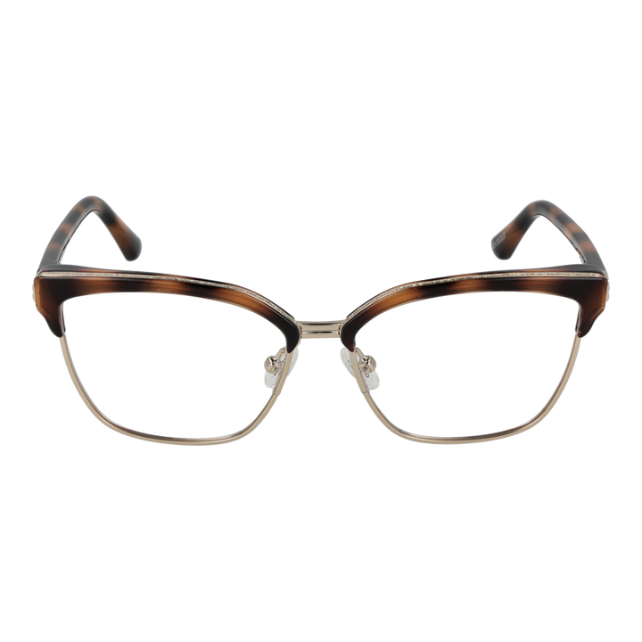 Tortoiseshell cat-eye eyeglasses for Women in brown and gold metal-plastic frame, angled view