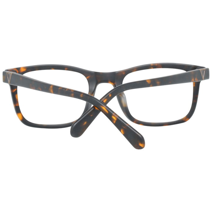 Unisex tortoiseshell full-rim rectangular eyeglasses in brown-black pattern with small metal temple detail