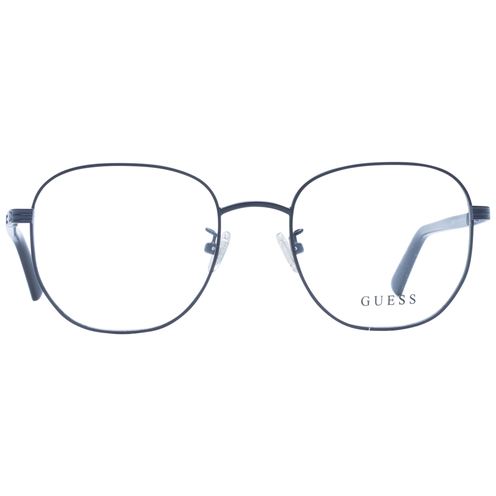 Black slim metal rectangular eyeglasses with thin temples and adjustable nose pads on neutral background
