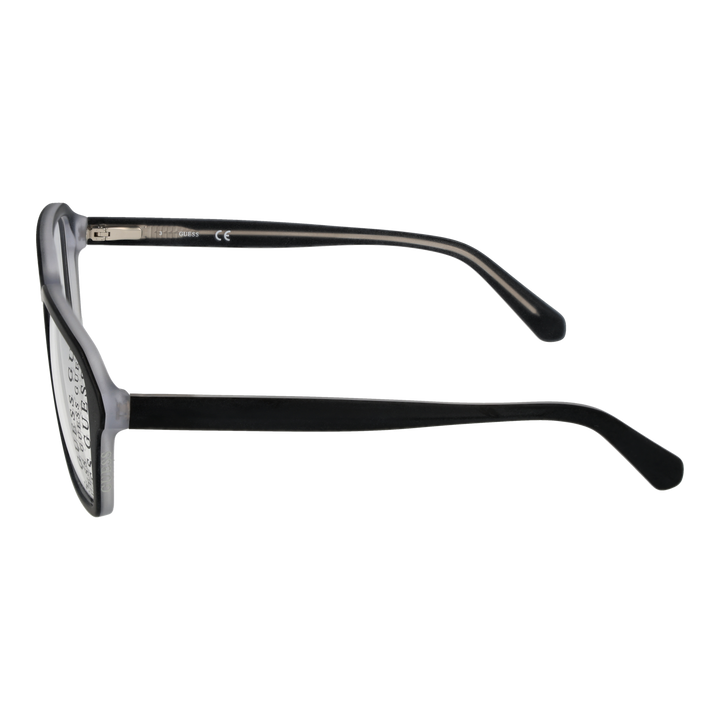 Black full-rim rectangular eyeglasses in plastic, modern Unisex frame shown three-quarter view on neutral background