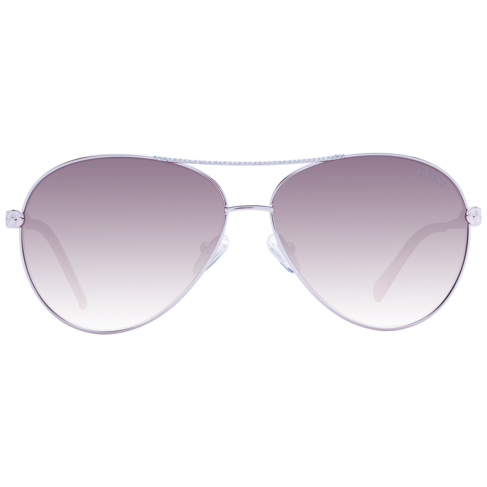 Silver metal aviator sunglasses with gradient purple lenses and rhinestones on the top bar