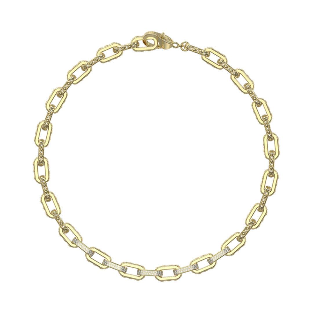 Gold chain necklace for Women with alternating textured and polished links on white background