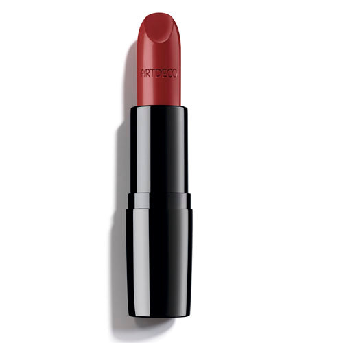 Cream-gel lipstick in warm red shade, 4 g bullet, glossy finish