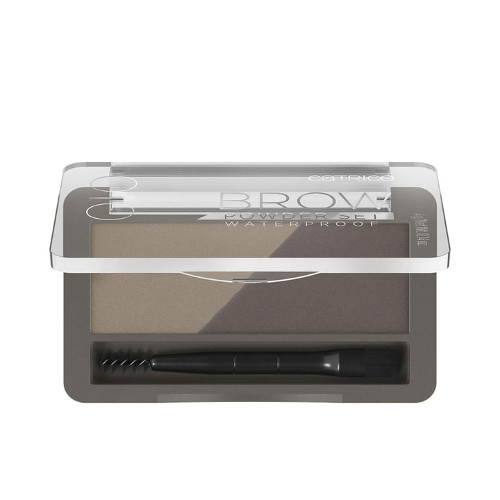Compact dual-shade brow powder with brush and spoolie, brown shade, 4 g