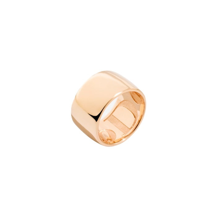 Wide rose gold polished ring for Man, solid band, reflective mirror finish