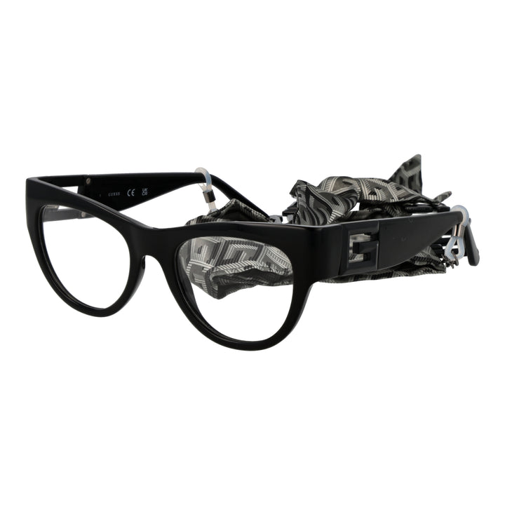 Black cat-eye eyeglasses with clear lenses, decorative &