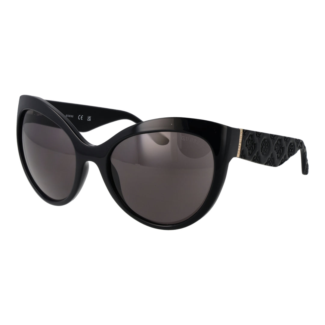 Black cat-eye sunglasses in plastic frame with embossed temples and tinted lenses for Women