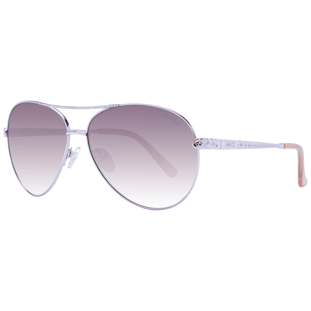 Silver metal aviator sunglasses with gradient purple lenses and rhinestones on the top bar