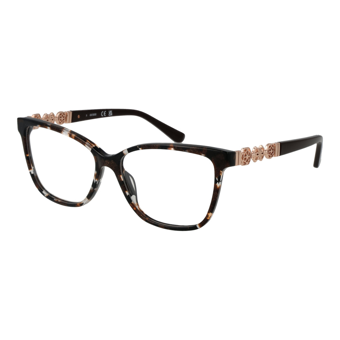 Tortoise shell cat-eye eyeglasses for Women with rose-gold temple accents and clear lenses