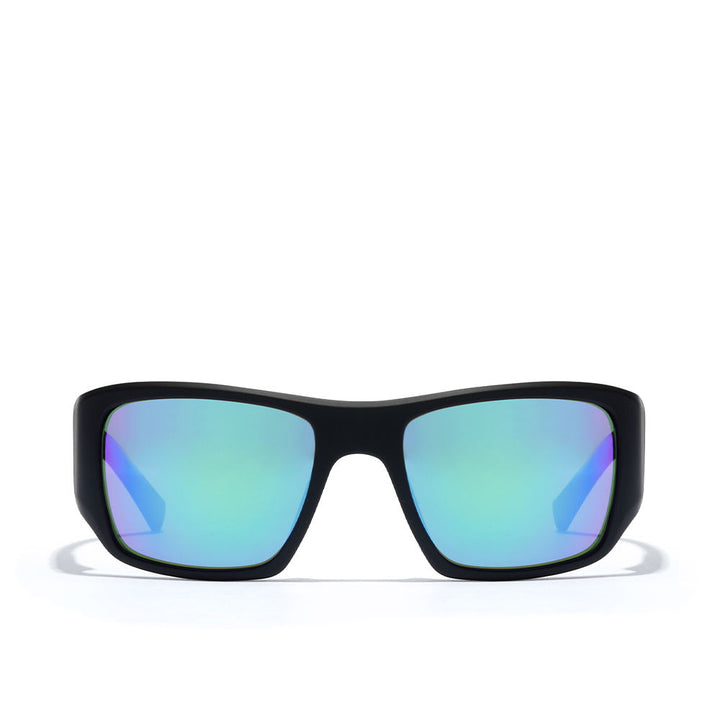 Unisex carbon black acid rectangular sunglasses with nylon frame, 56 mm lenses