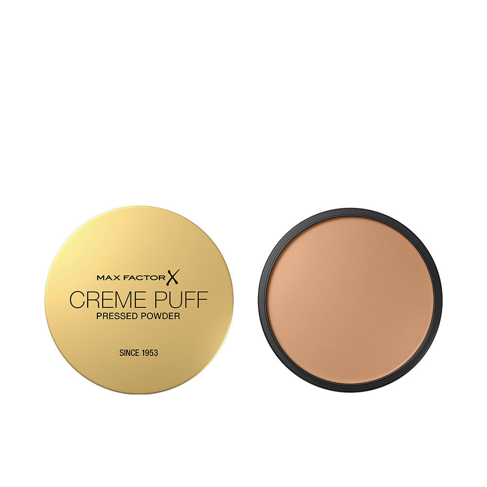 Max Factor Creme Puff compact powder in a sleek round case with soft matte finish