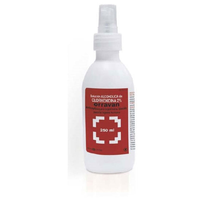 60 ml 2% chlorhexidine antiseptic spray in white atomiser, clinical packaging