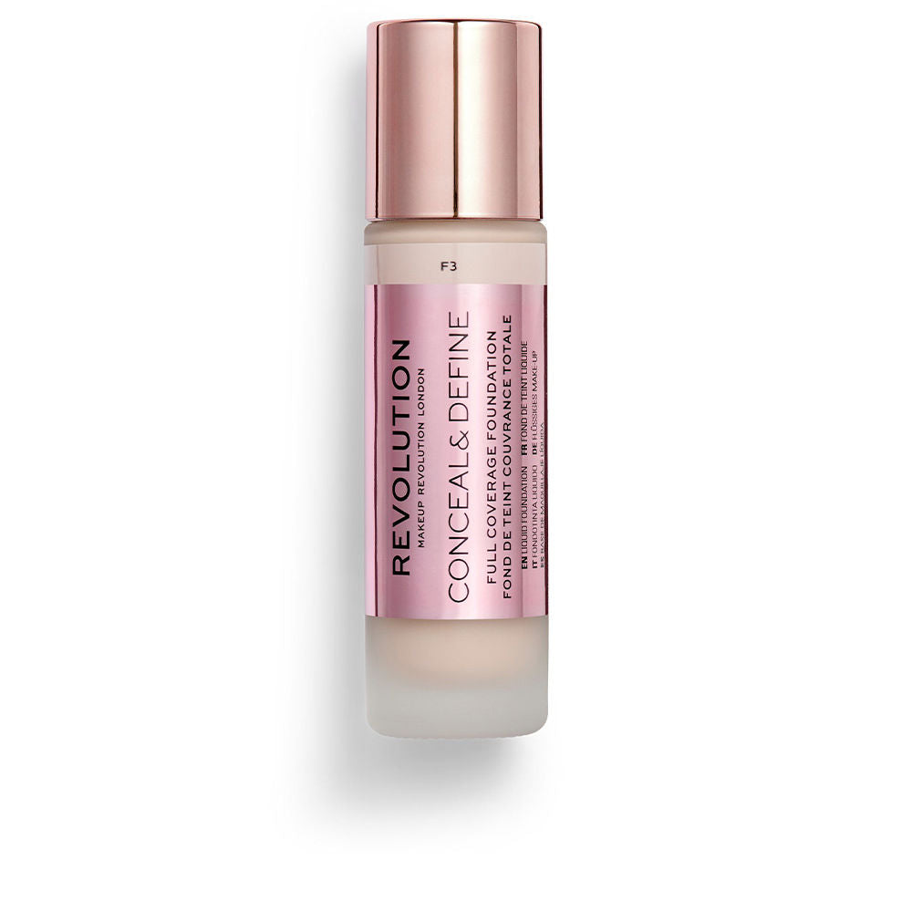 Glass bottle foundation in shade F9 with applicator, 23 ml, semi-matte finish