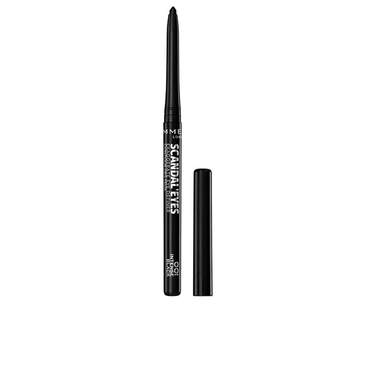 Slim blue retractable eye definer pencil with built-in smudger and sharpener