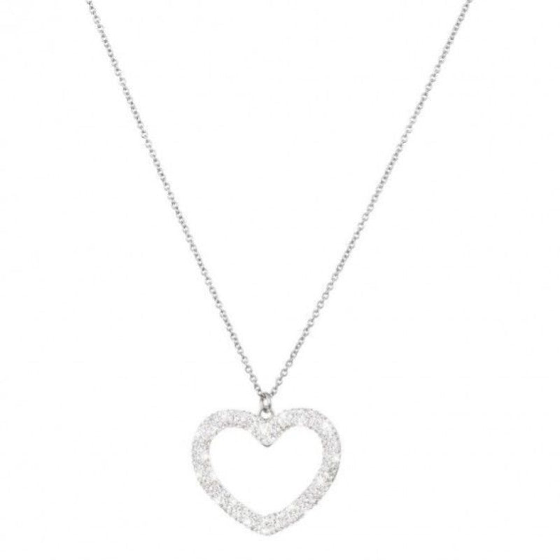 Stroili Silver Heart Necklace: pendant on delicate chain, polished finish, close-up view