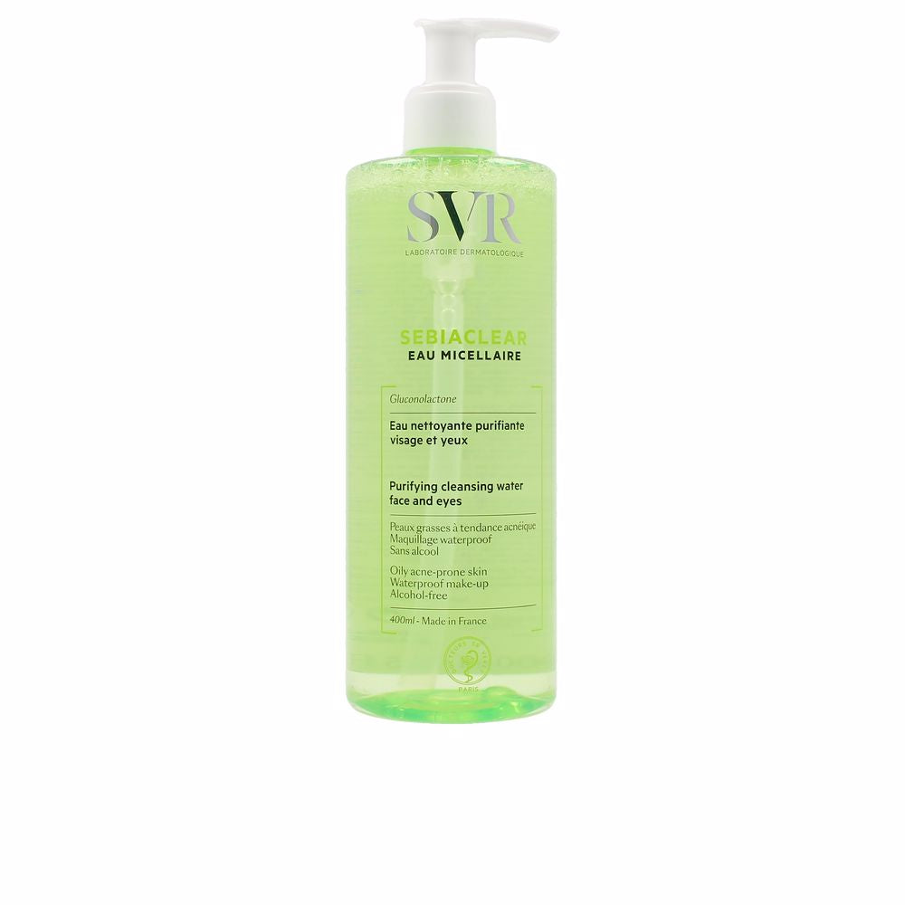 Clear 400 ml micellar cleansing water bottle for women, purifying formula